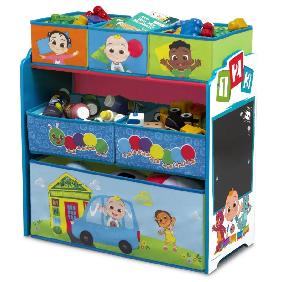 6-Bin Toy Storage Organizer for'Room, Neutral Beige Design with Foldable Fabric Bins Sturdy Frame, Easy Assembly Space-Saving S