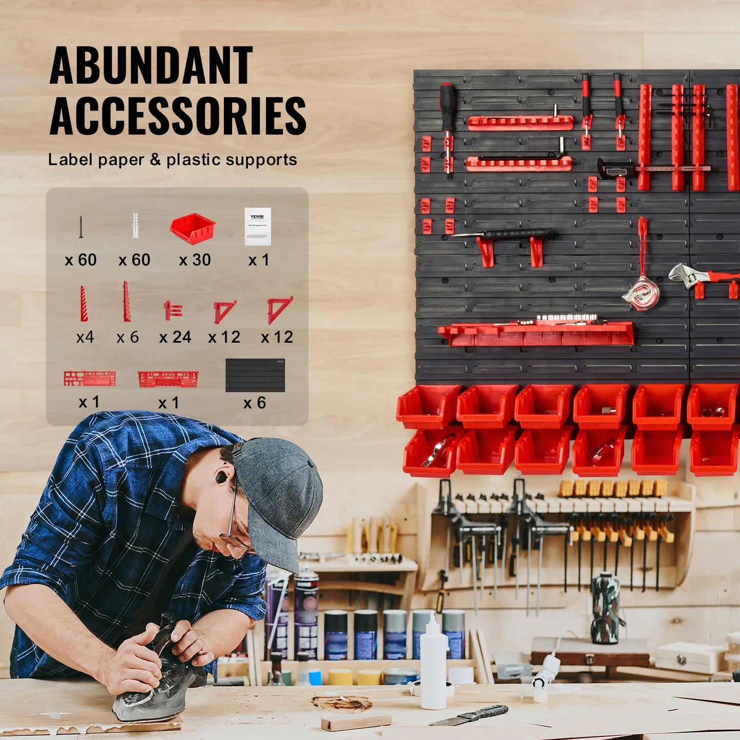 SucceBuy Wall Mounted Storage Bins Rack For Garage And Workshop