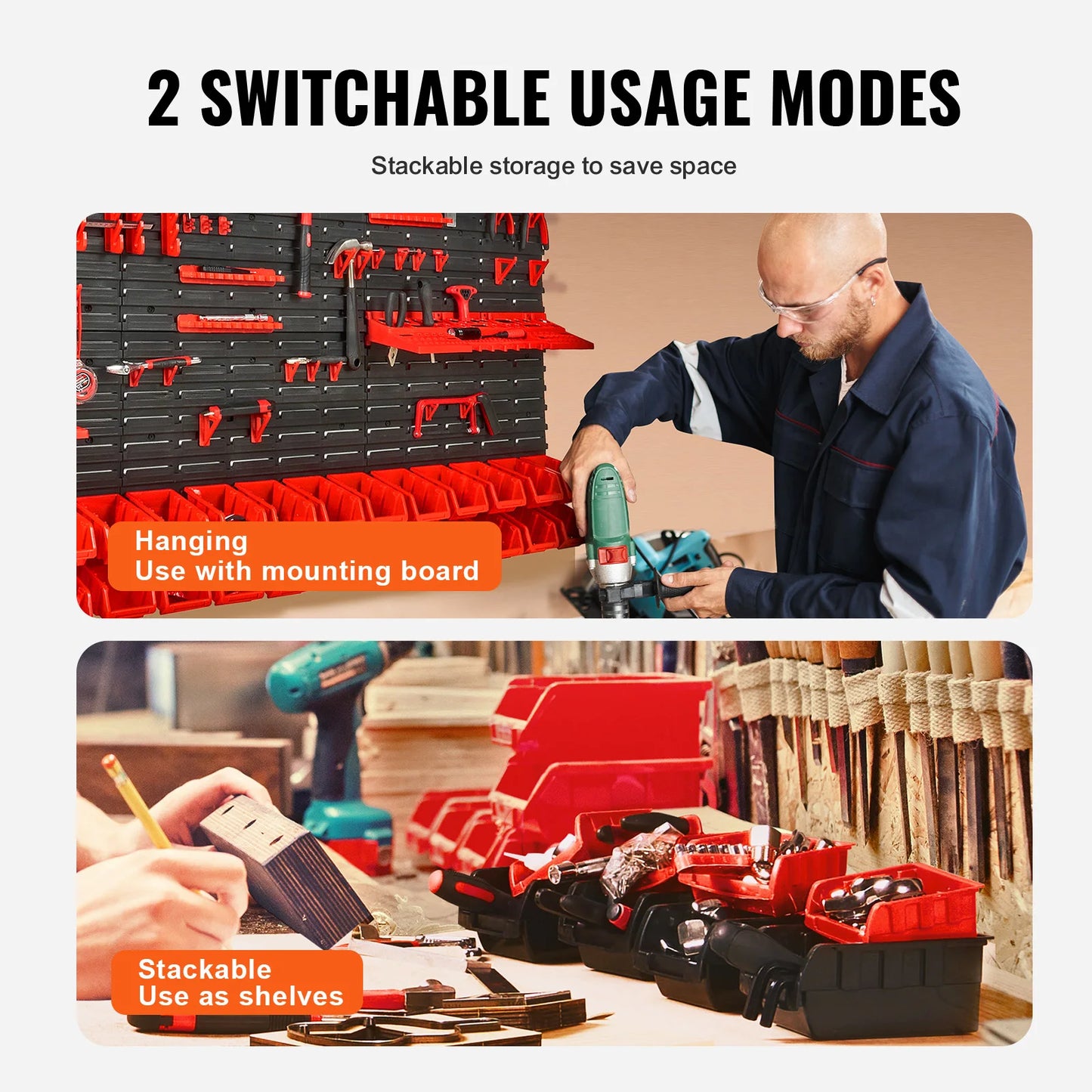SucceBuy Wall Mounted Storage Bins Rack For Garage And Workshop
