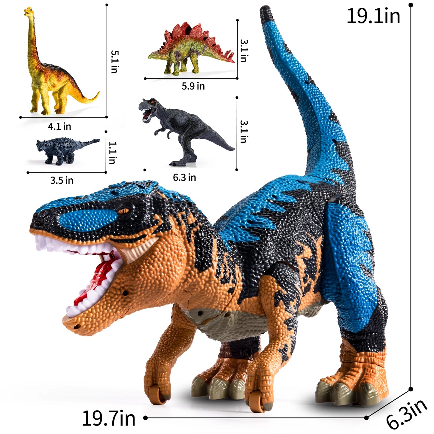 Large Dinosaur Toys For 3-8 Kids Tyrannosaurus Rex With Mist Spray Light And Sounds Storage Dinosaur Toys With 10 Mini Dinosaurs