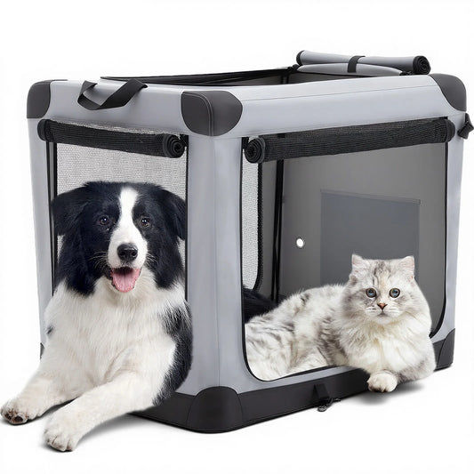 Jhk Foldable Dog Crate Portable Pet Kennel With Three Doors