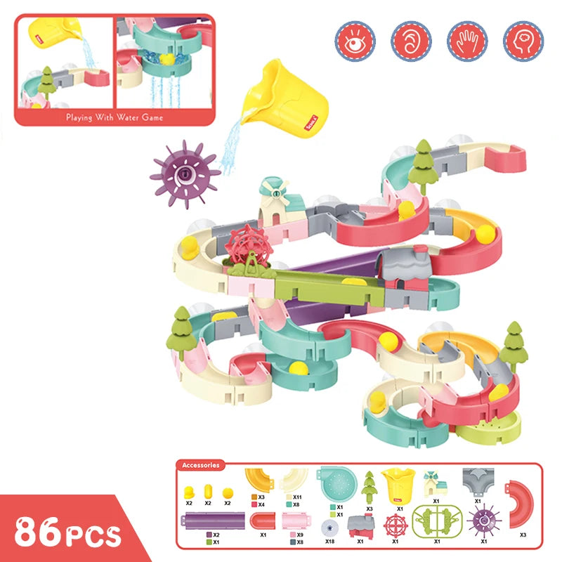 Baby Bath Toys Bathtub Toys Assembly Slide DIY Track Ball Slide Bathroom Shower Track Toddler Kids Water Play Toys