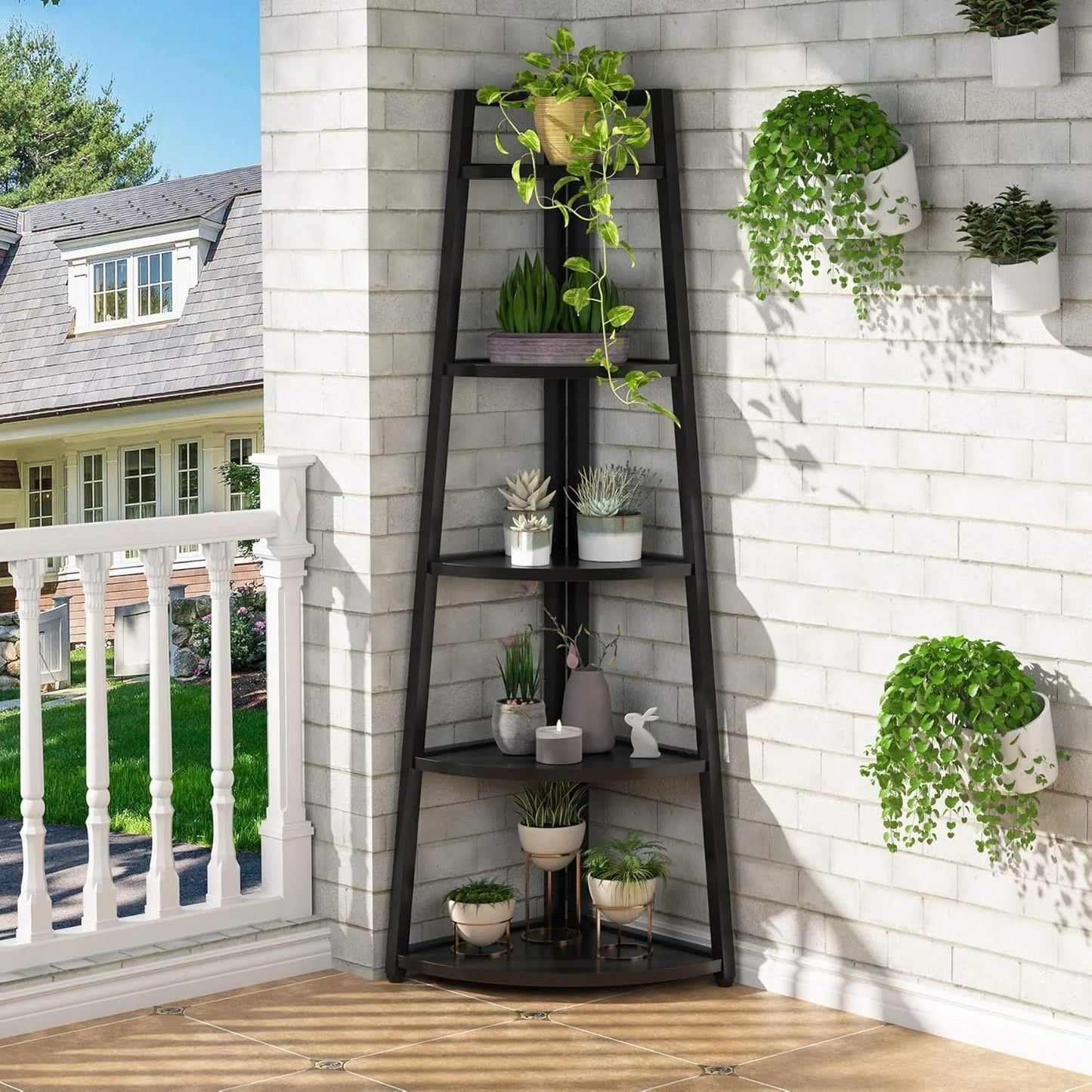 5 Tier Corner  Bookcase, 70 inch Tall Corner Shelves Standing Shelving Unit Indoor Plant Stand for Living Room, Home Office