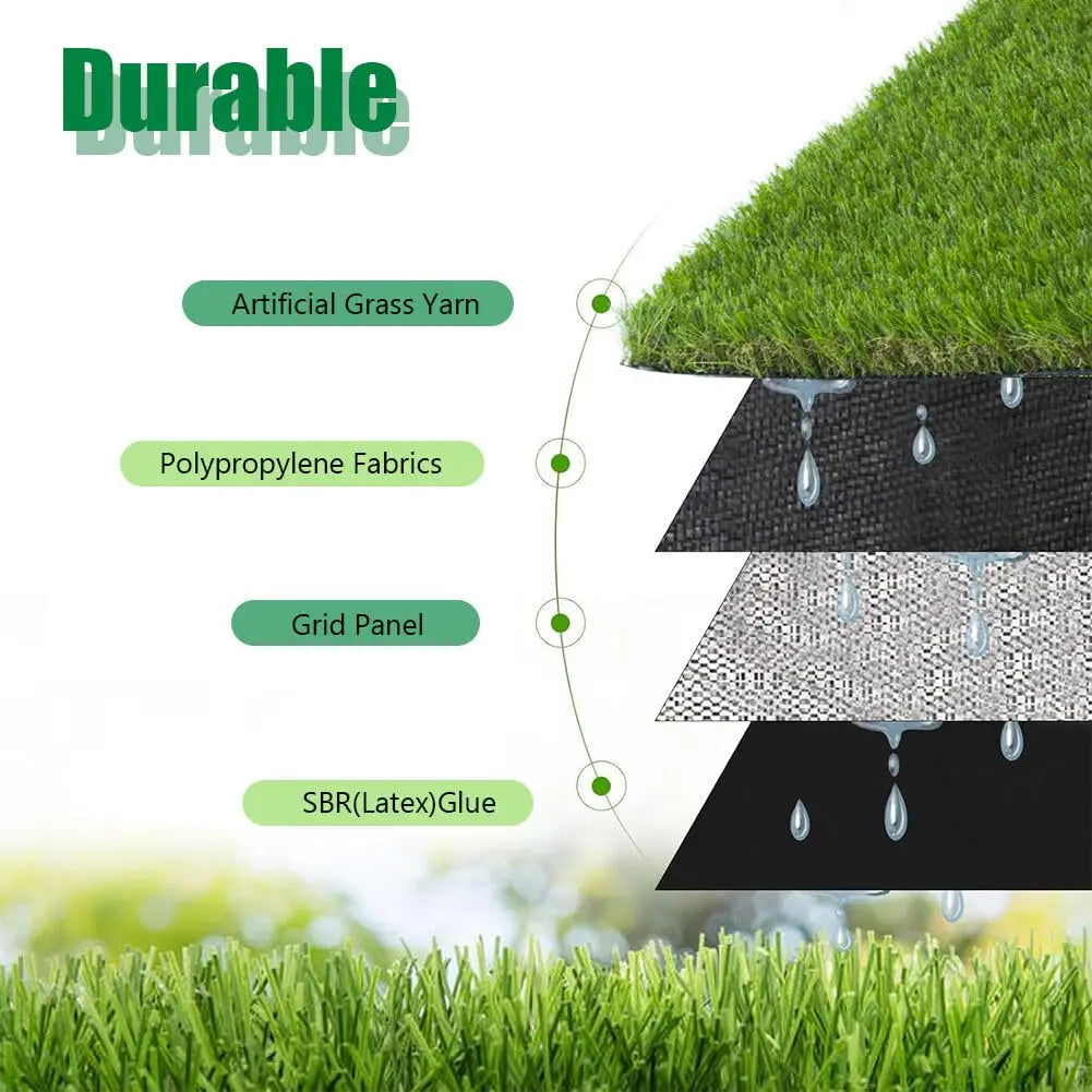 1.77in 4-Tone Synthetic Grass Rug with Drainage for Patio Backyard Garden Balcony 15x18ft Custom