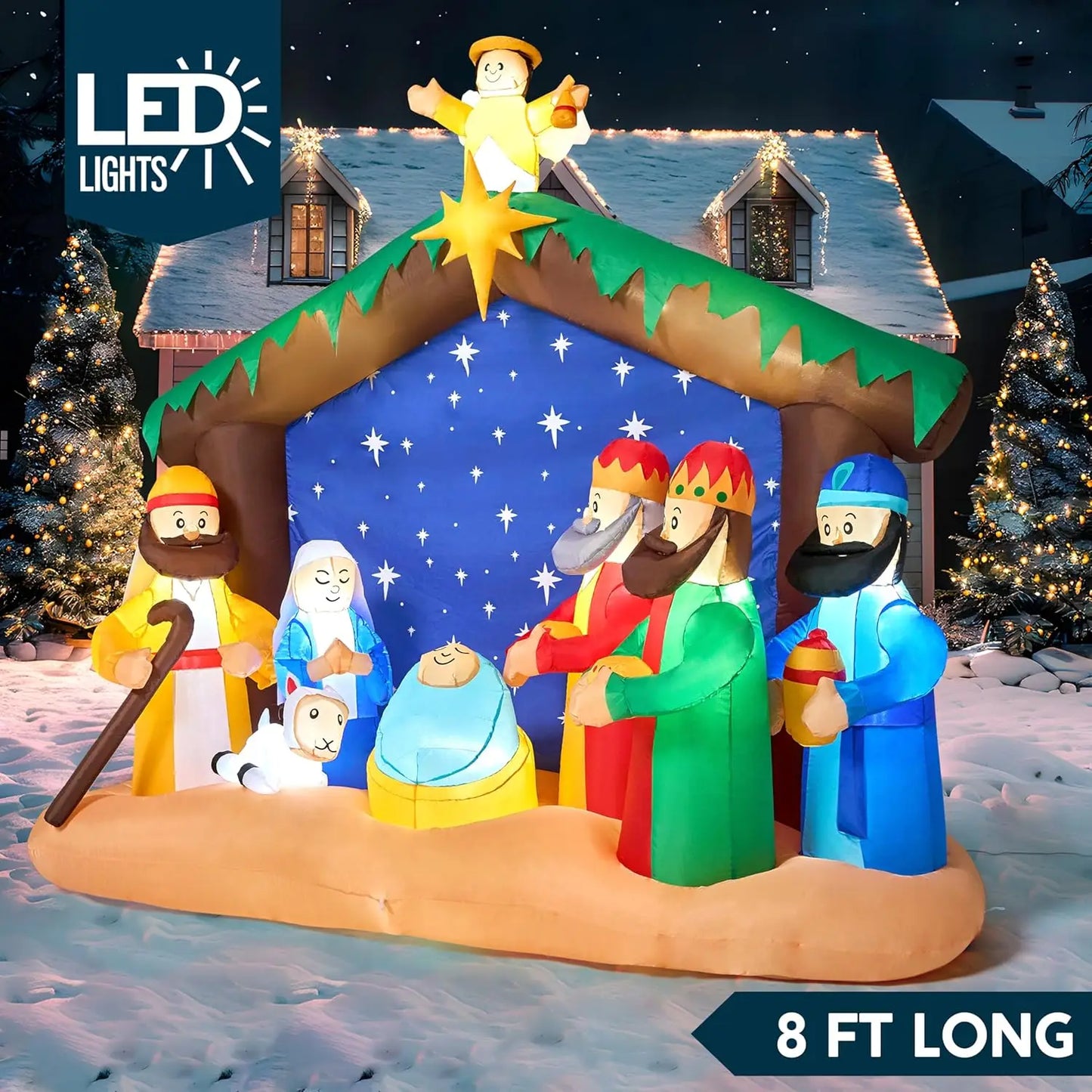 Joyfy Christmas Nativity Scene Inflatable With Built In LEDs