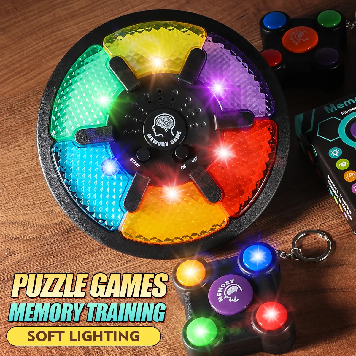 Battery Not Included, Random Style and Color Fun Handheld Memory Game Console - Portable Gaming System for Focus Training & Brai