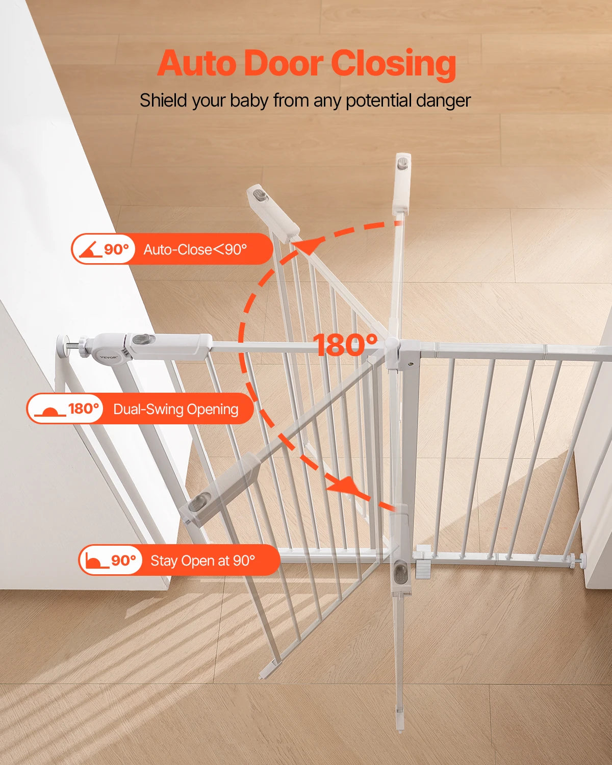 SucceBuy Walk Through Baby Gate Pressure Mount Doorway Safety Barrier