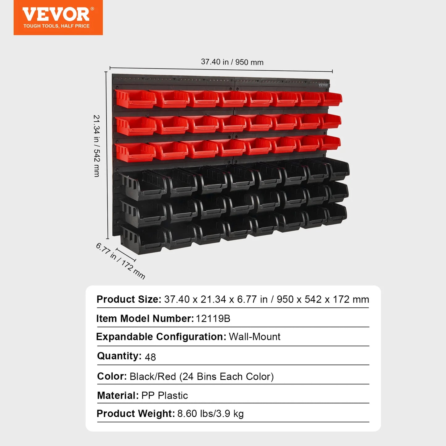 SucceBuy Wall Mounted Storage Bins Rack For Garage And Workshop