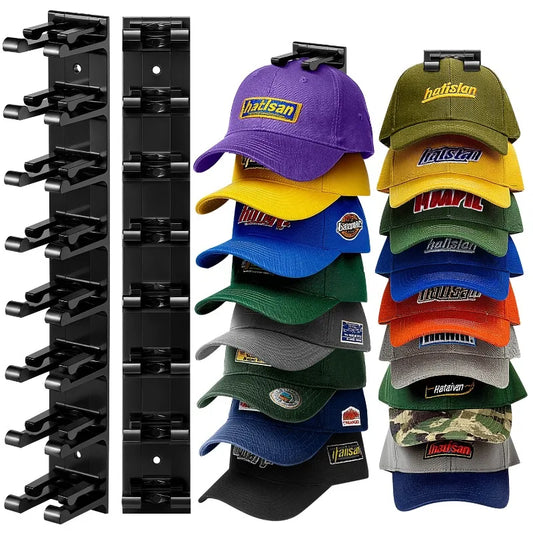 Hat Organizer for Baseball Caps, 2 Pack Hat Racks for Wall Closet Door Hold up to 16 Hats,Hat Holder with Adhesive and 8 Screws