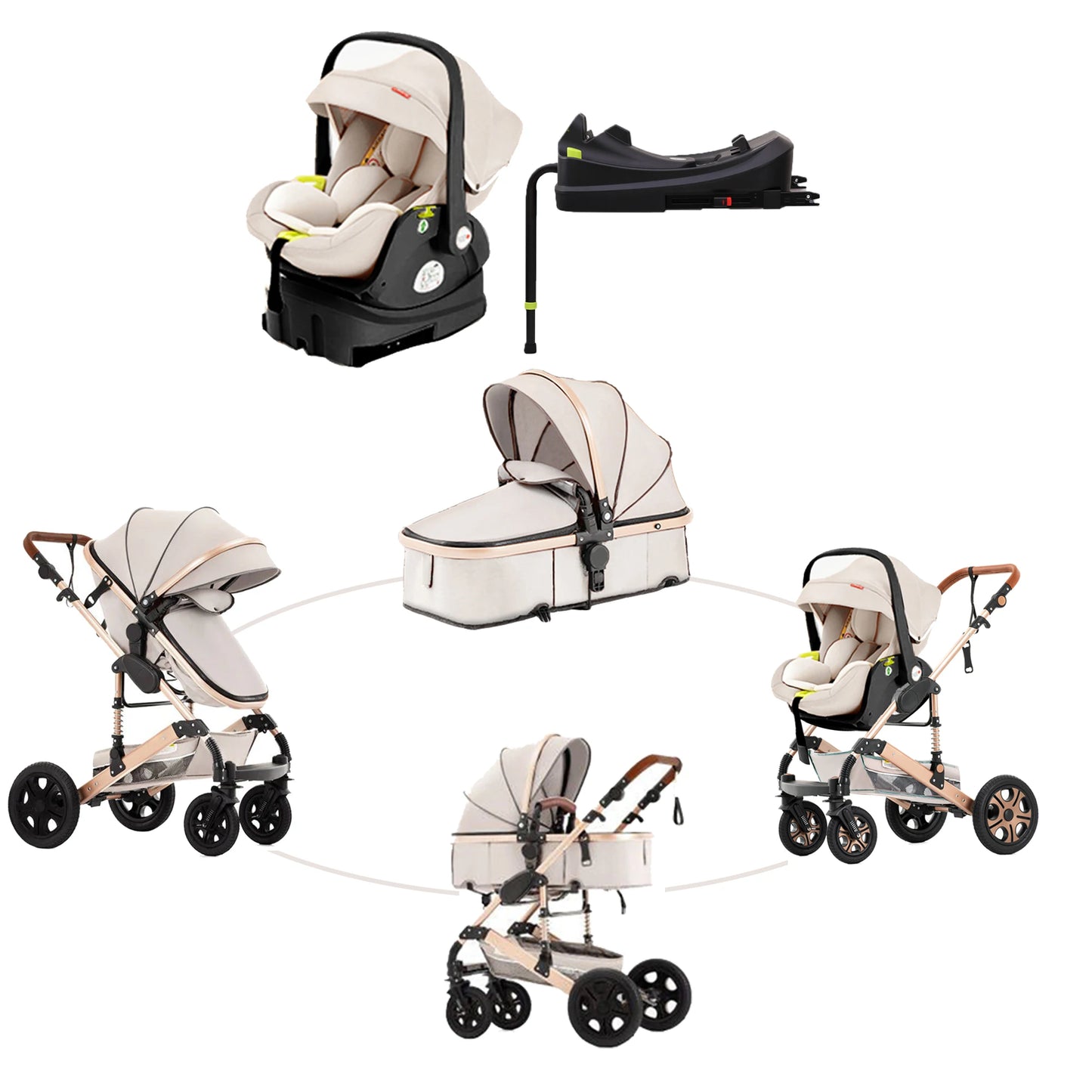 SteAnny Travel System Stroller With Isofix Base And Car Seat