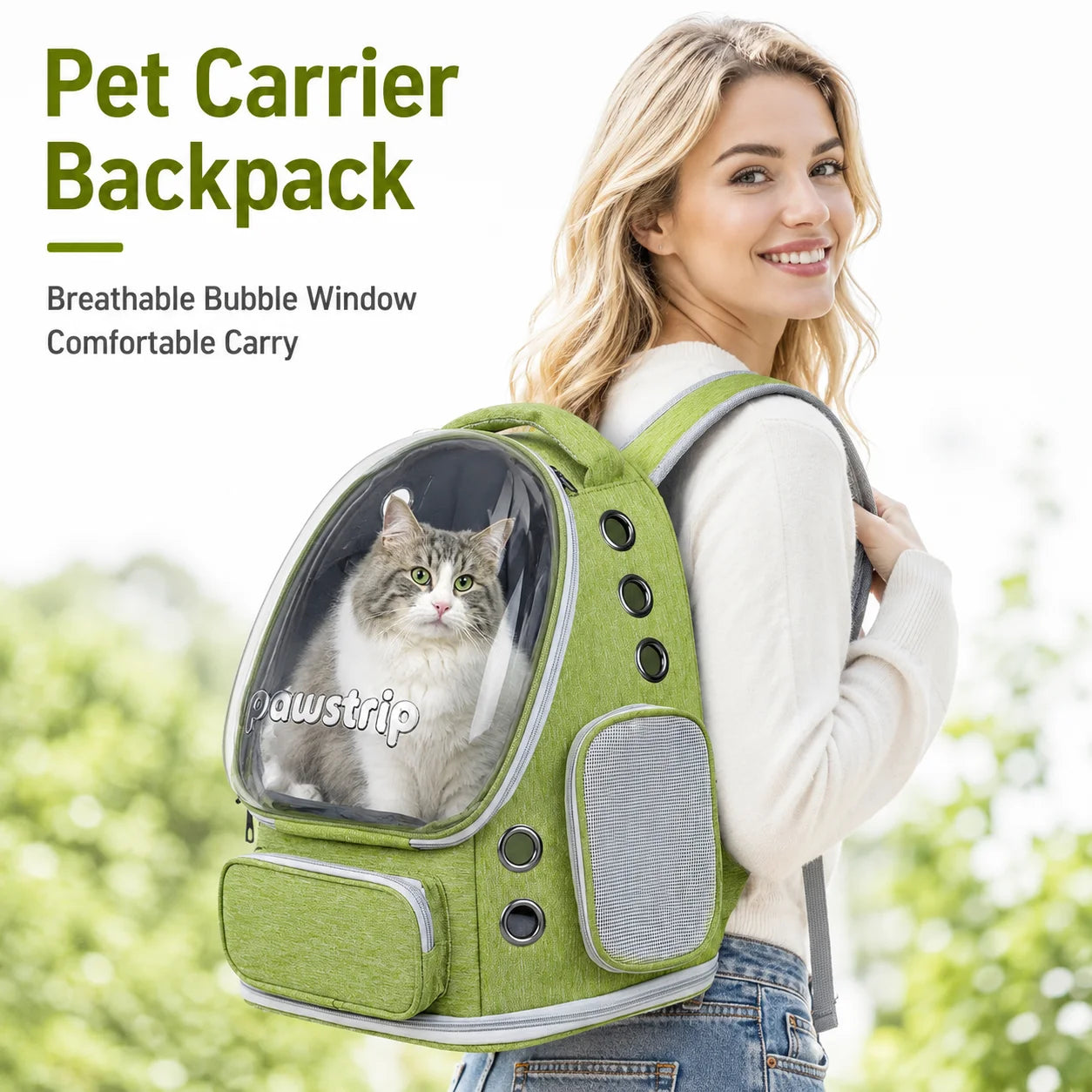 Breathable Nylon Cat Backpack With Transparent Bubble Window Design