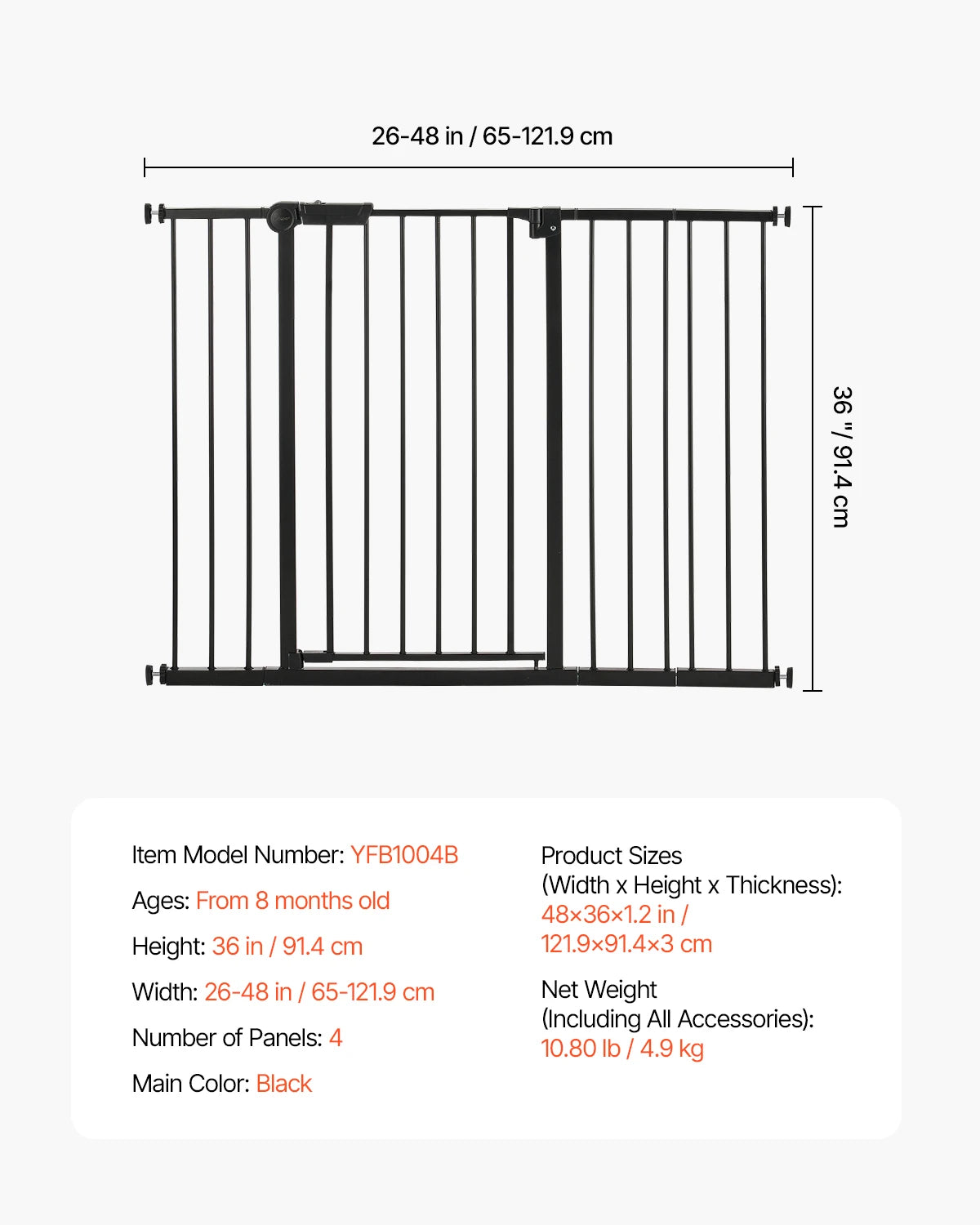 SucceBuy Walk Through Baby Gate Pressure Mount Doorway Safety Barrier