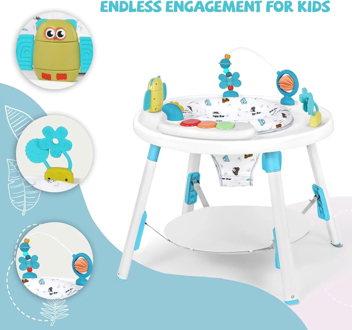 YEALEO Baby 3 In 1 Activity Center Jumper And Table With Rotating Seat
