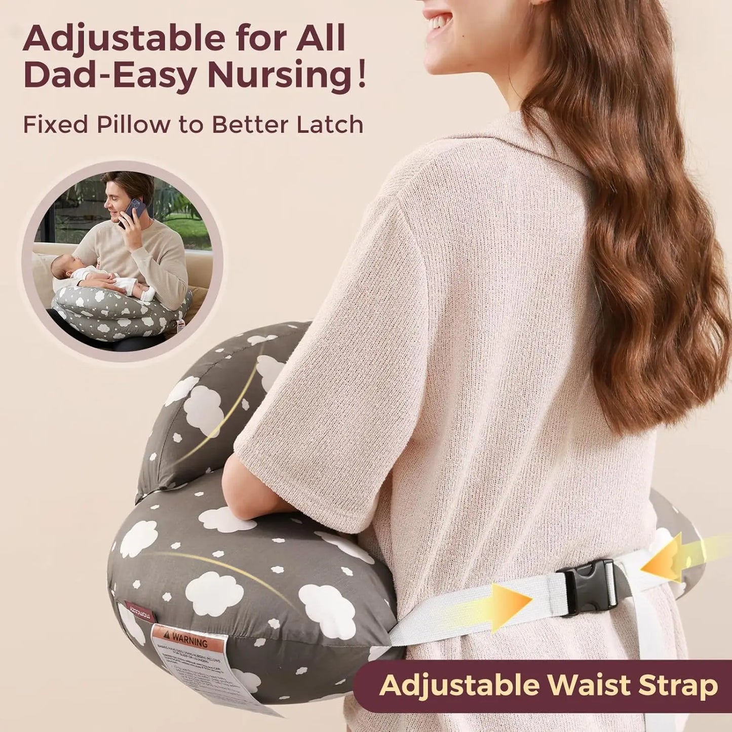 Breastfeeding Nursing Pillow With Safety Fence Removable Cover