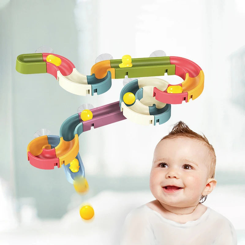 Baby Bath Toys Bathtub Toys Assembly Slide DIY Track Ball Slide Bathroom Shower Track Toddler Kids Water Play Toys