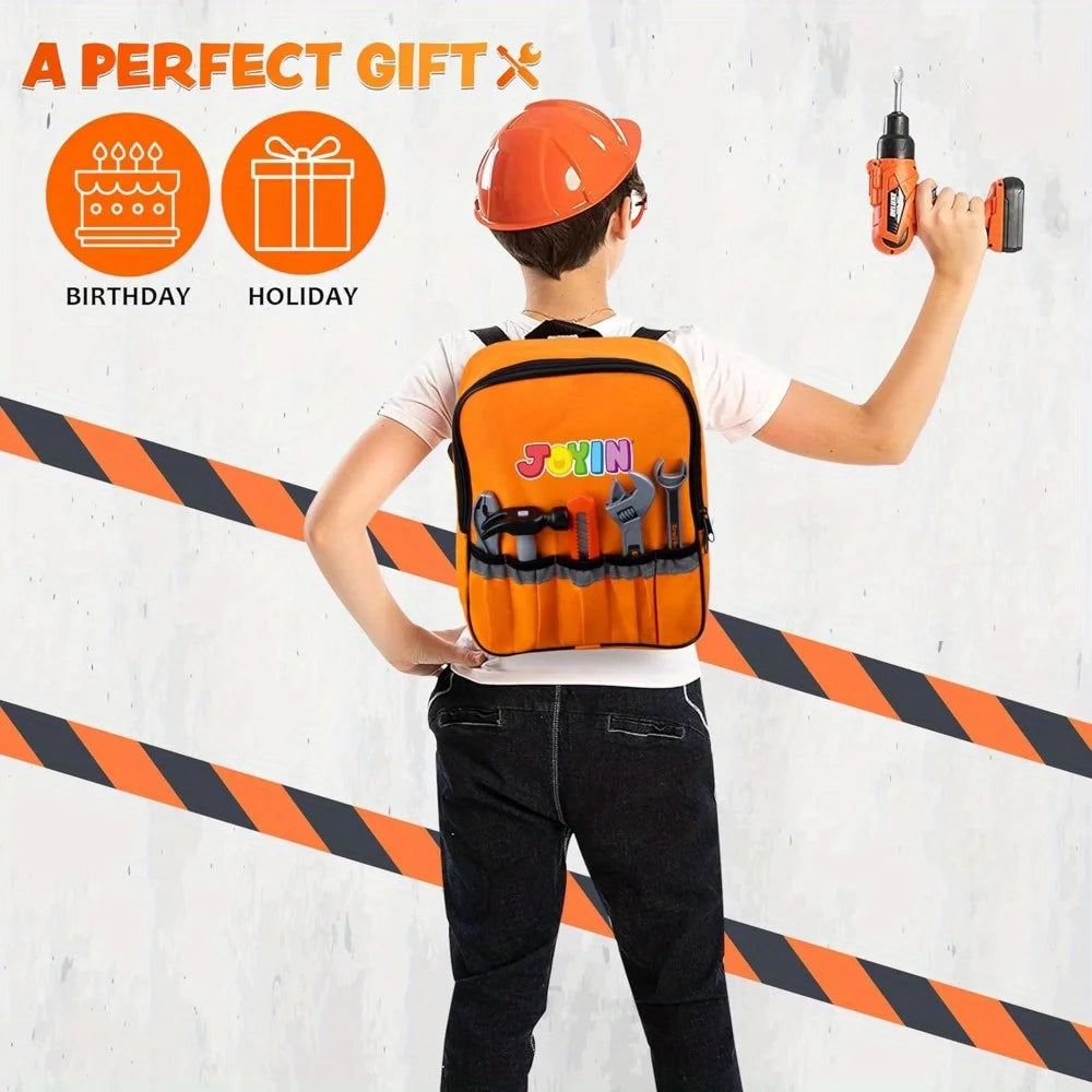 Joyfy Pretend Play Tool Set With Construction Backpack For Kids