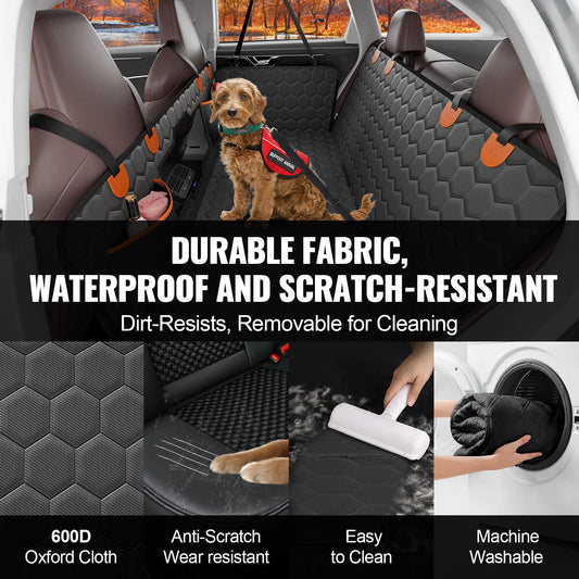 Back Seat Extender Dog Car Seat Cover with Mesh Window & Storage Pocket