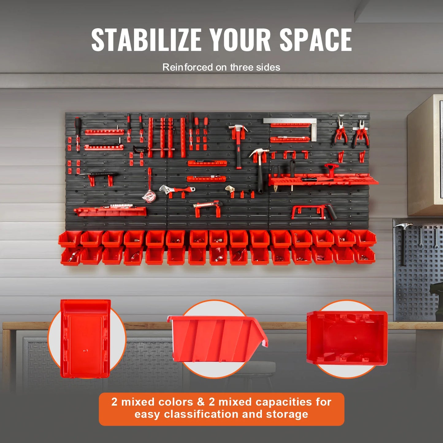 SucceBuy Wall Mounted Storage Bins Rack For Garage And Workshop