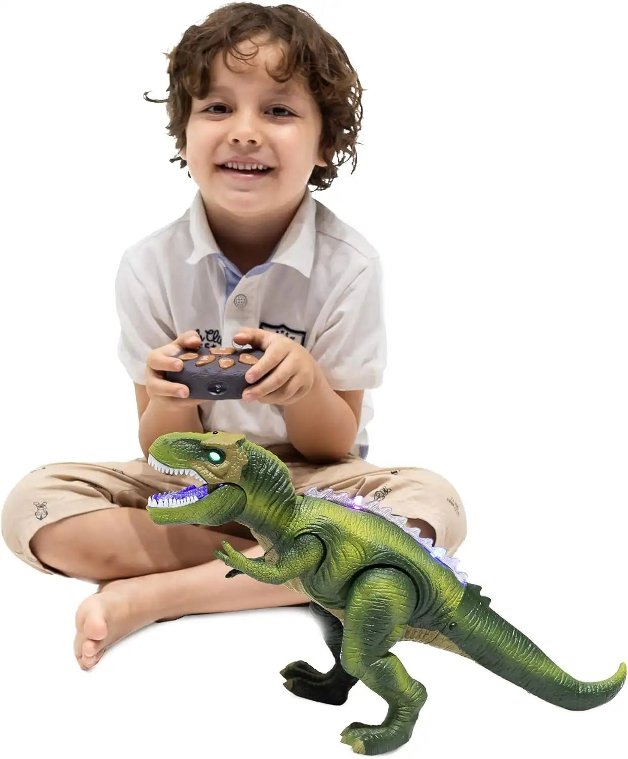 Joyfy Remote Control Walking Dinosaur Robot Toy Lights And Sounds