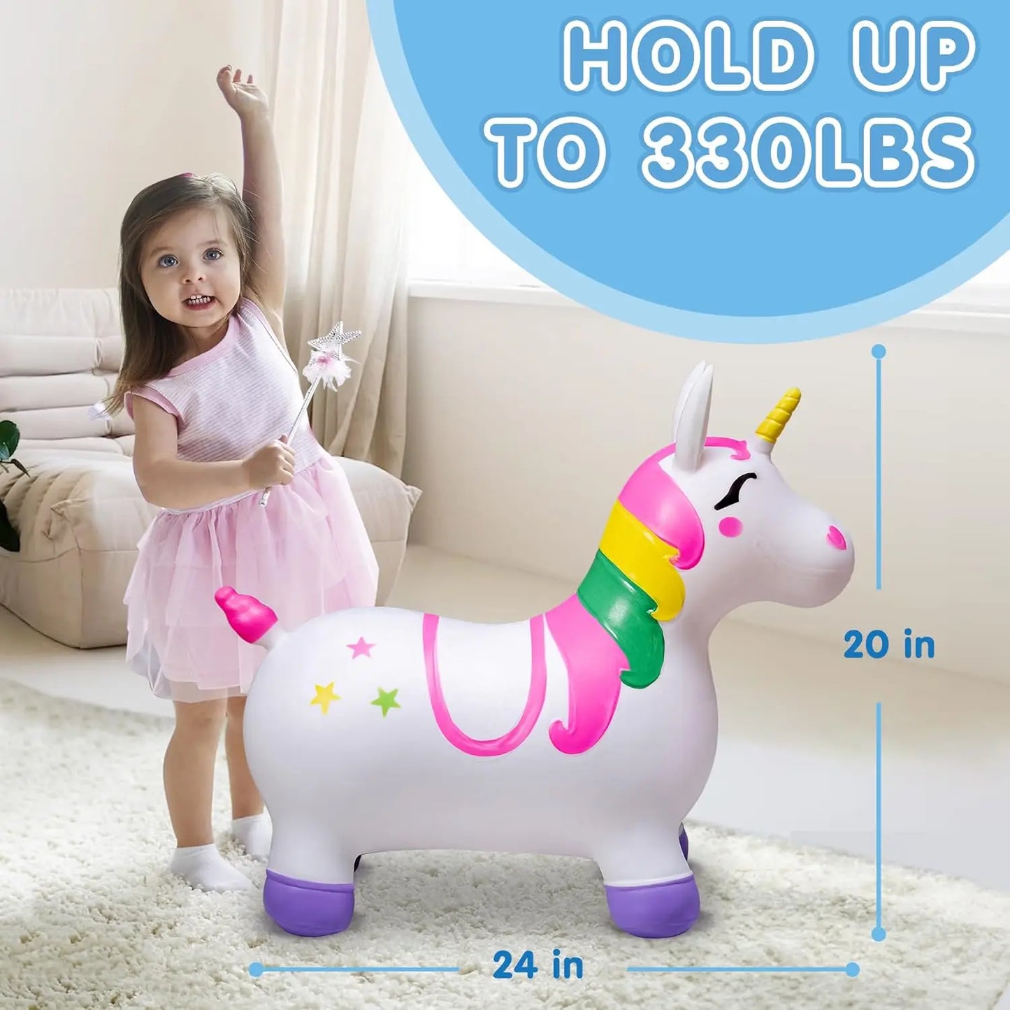 Joyfy Kids Bouncy Unicorn Ride On Toy Hopper For Gifts