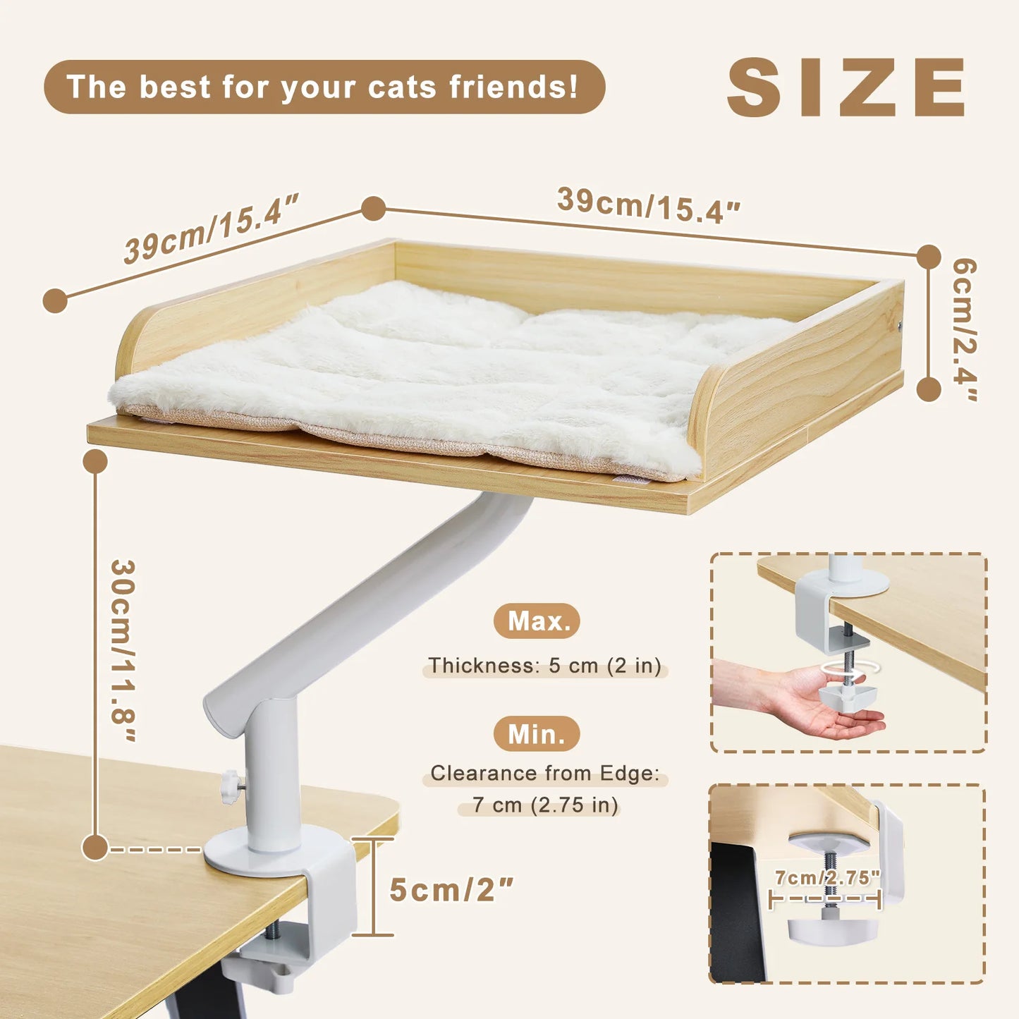 PAWZ Road Cat Desk Bed 360-Degree Rotatable Stand Plush Hammock