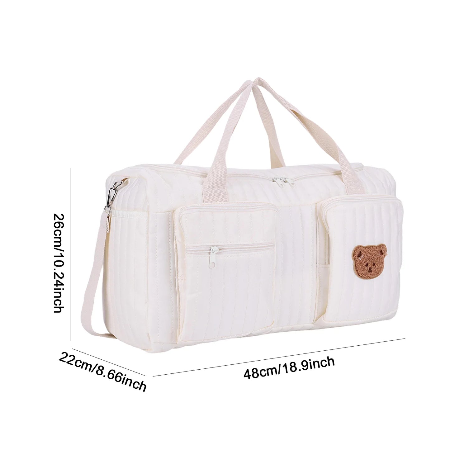 Large Mommy Bag Maternity Baby Diaper Storage Bag Multi-pocket Zipper Handbag W/ Adjustable Strap Baby Items Organizer for Hospi
