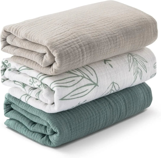 Muslin Swaddle Blankets for Newborns 3-Pack Soft Breathable Baby Wrap