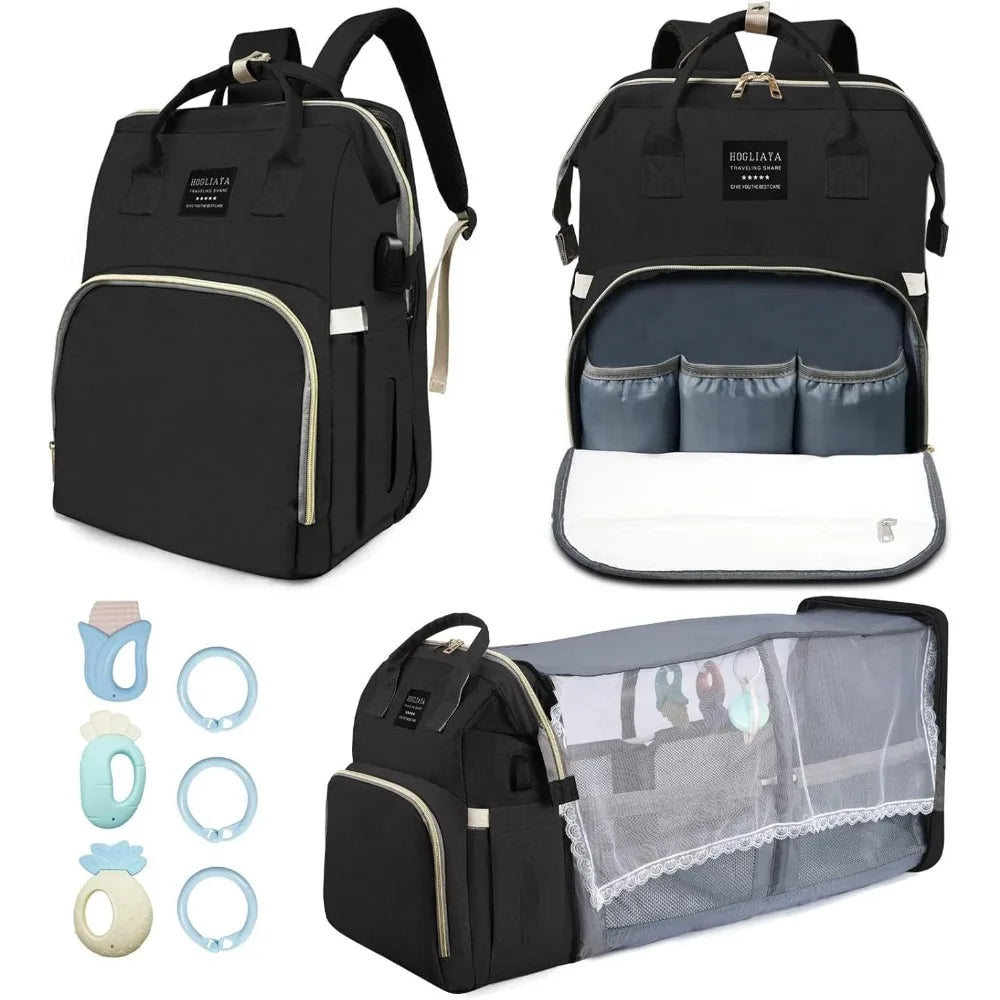 Diaper Bag with Changing Station,large Capacity Baby Diaper Bag Backpack for Mom Dad,3 Insulate Pocket& Breast Pump Diaper Bag