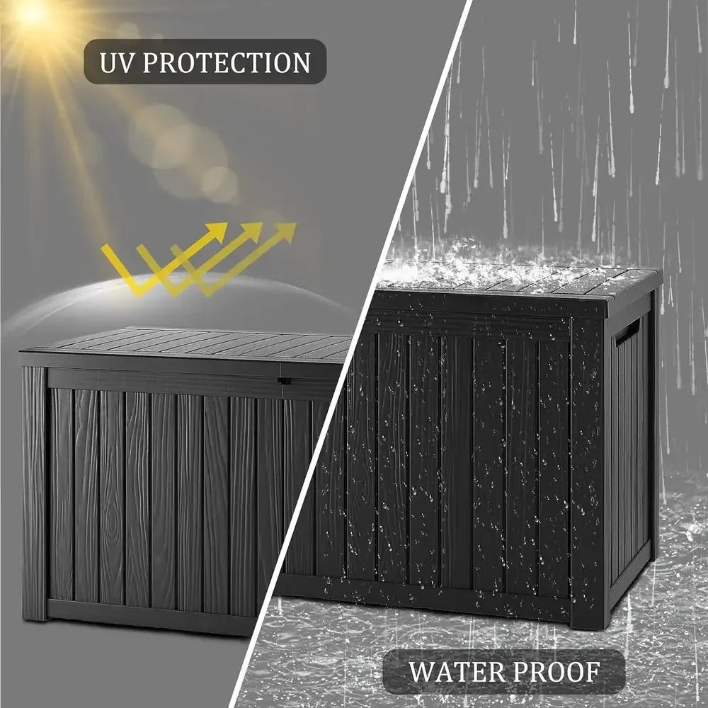 270 Gallon Waterproof UV-Resistant Outdoor Storage Box for Deck, Cushions, and Pool Accessories - Black