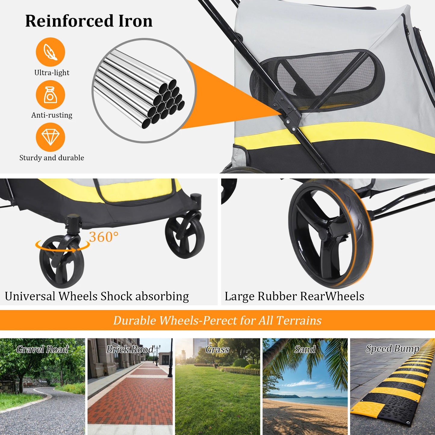 Bingopaw Portable Dual Entry All Terrain Pet Stroller