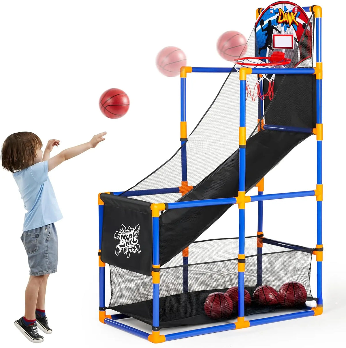 Joyfy Indoor Outdoor Arcade Basketball Hoop Game Set for Kids