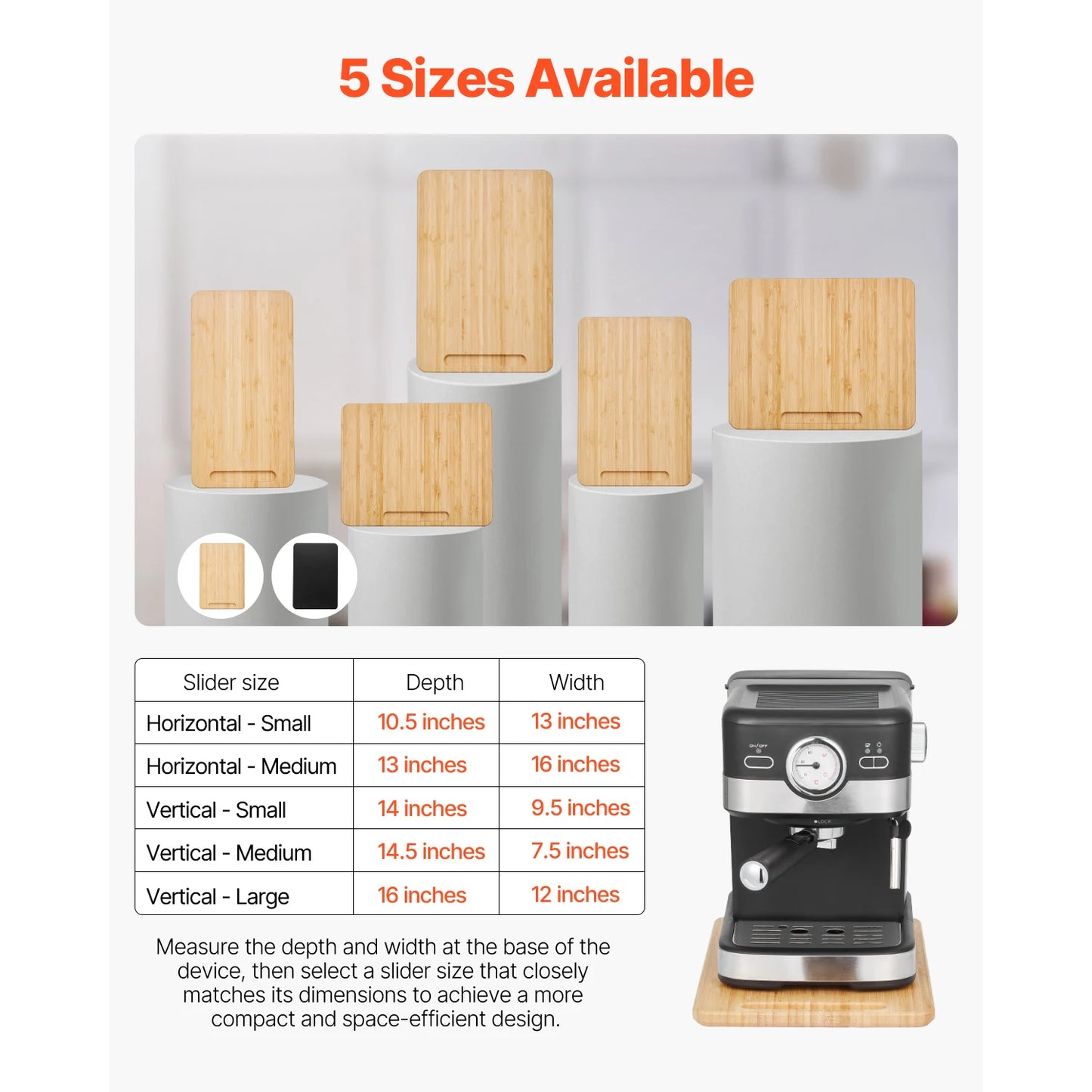 SucceBuy Muti-Size Kitchen Appliance Sliding Tray with Silent Wheels Below Cabinet Appliance Rolling Tray for Coffee