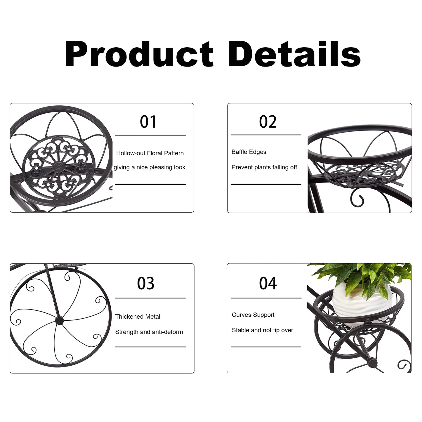 Indoor Outdoor 3 Tiers Iron Garden Flower Stand Bicycle Shape Plant Rack Shelf
