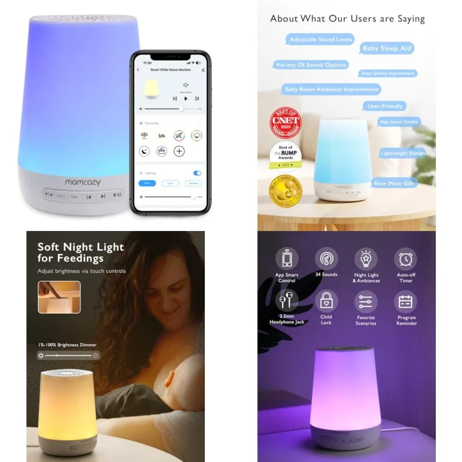 Baby Sound Machine, White Noise Machine for Baby Sleeping with Night Light, Toddler Sleep Trainer 34 Soothing Sleep Sounds, Tim