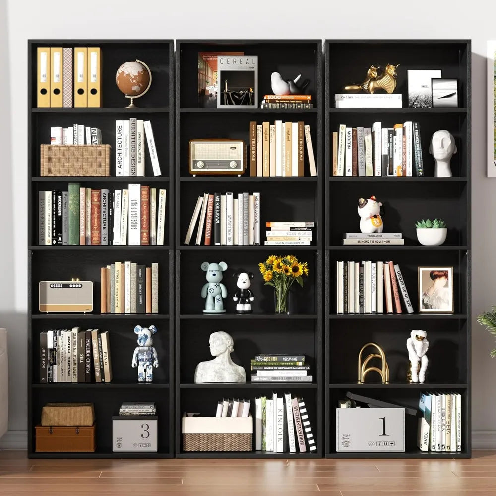 6-Tier Tall Bookshelf 70.6" Open Bookcase Display Shelves Floor Standing for Home Office Living Room Black