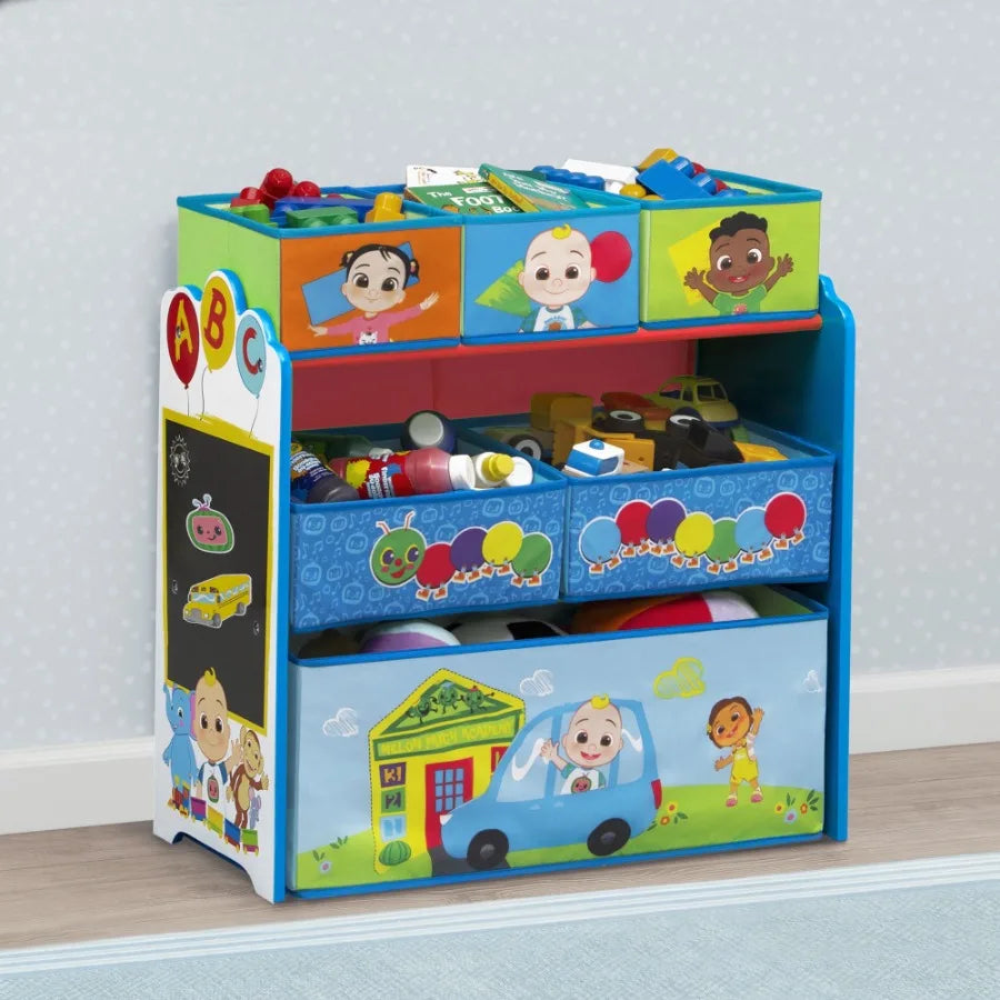 6-Bin Toy Storage Organizer for'Room, Neutral Beige Design with Foldable Fabric Bins Sturdy Frame, Easy Assembly Space-Saving S