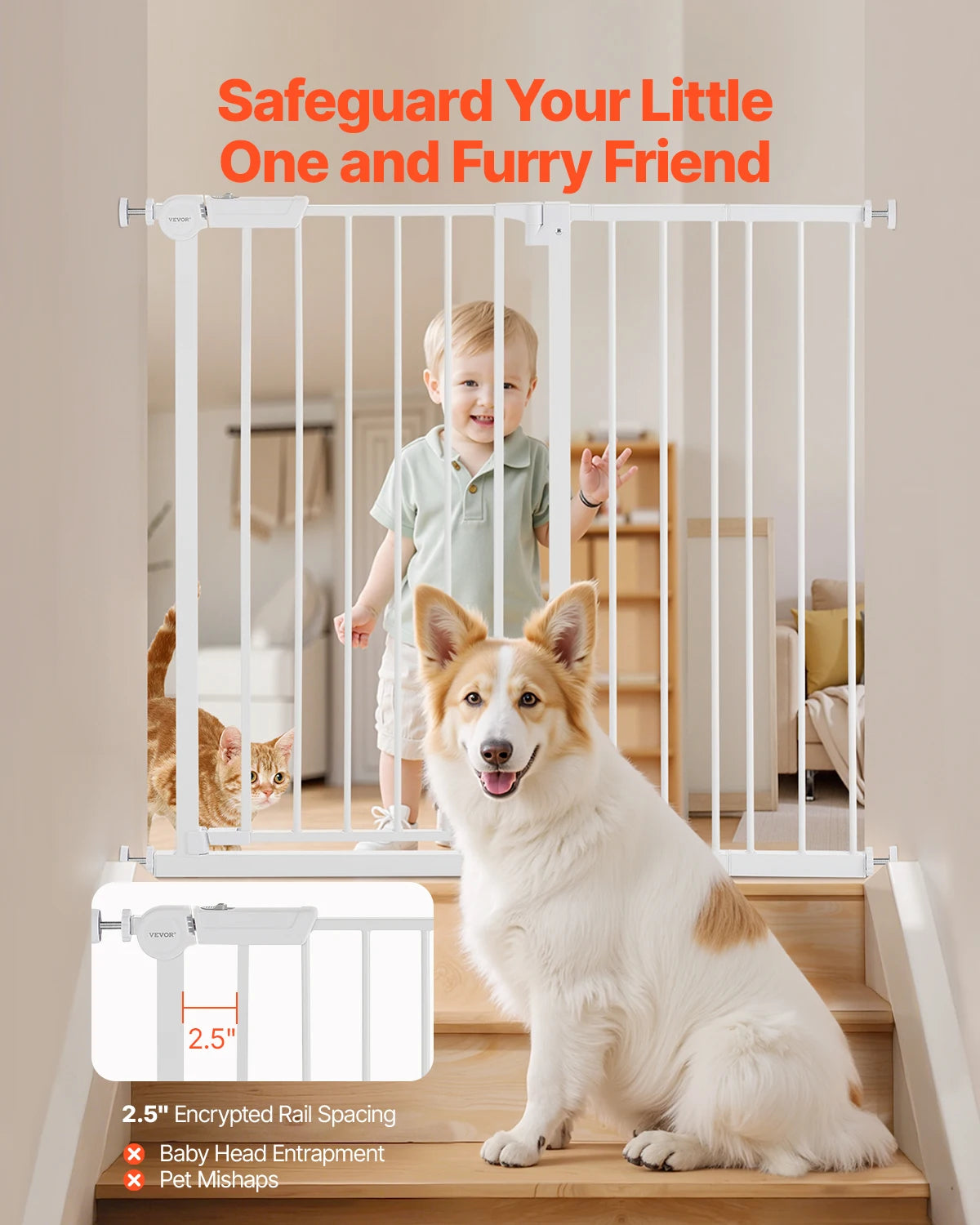SucceBuy Walk Through Baby Gate Pressure Mount Doorway Safety Barrier