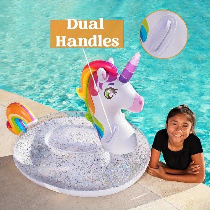 Unicorn Pool Float With Glitter And Sparkle Accents