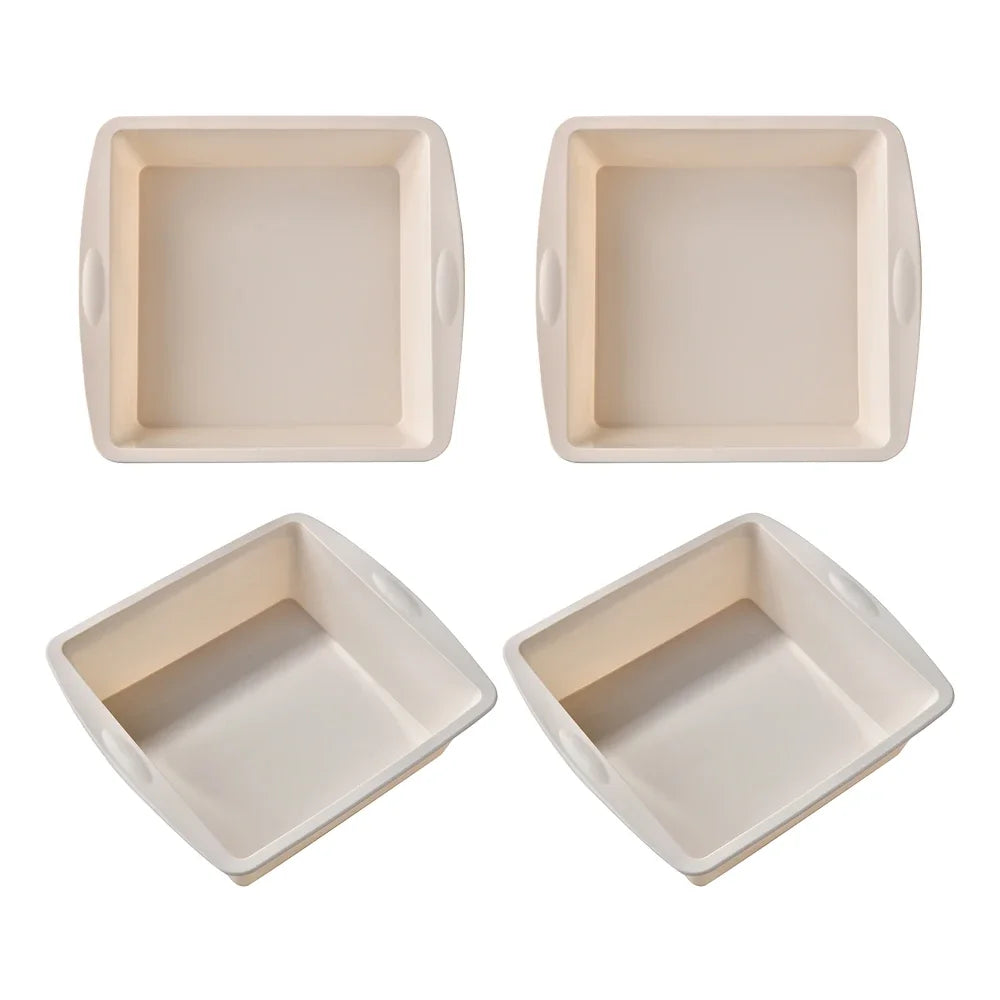 1/4Pcs Silicone Square Cake Plate Non-Stick Brownie Pot with Anti-Slip Handle Oven and Air Fryer Safe Perfect for Baking Cakes