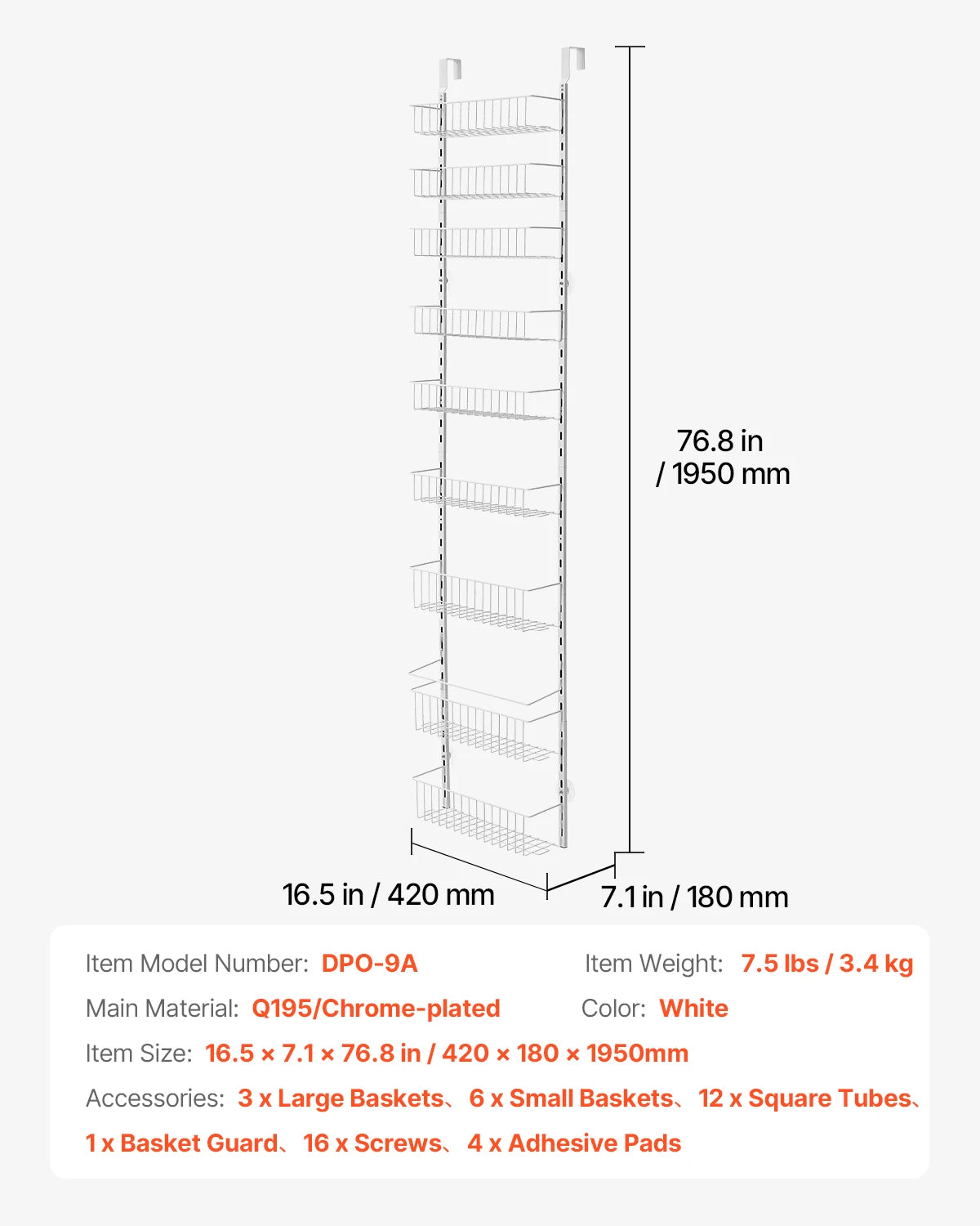 SucceBuy Over The Door Hanging Pantry Organizer Heavy Steel Rack