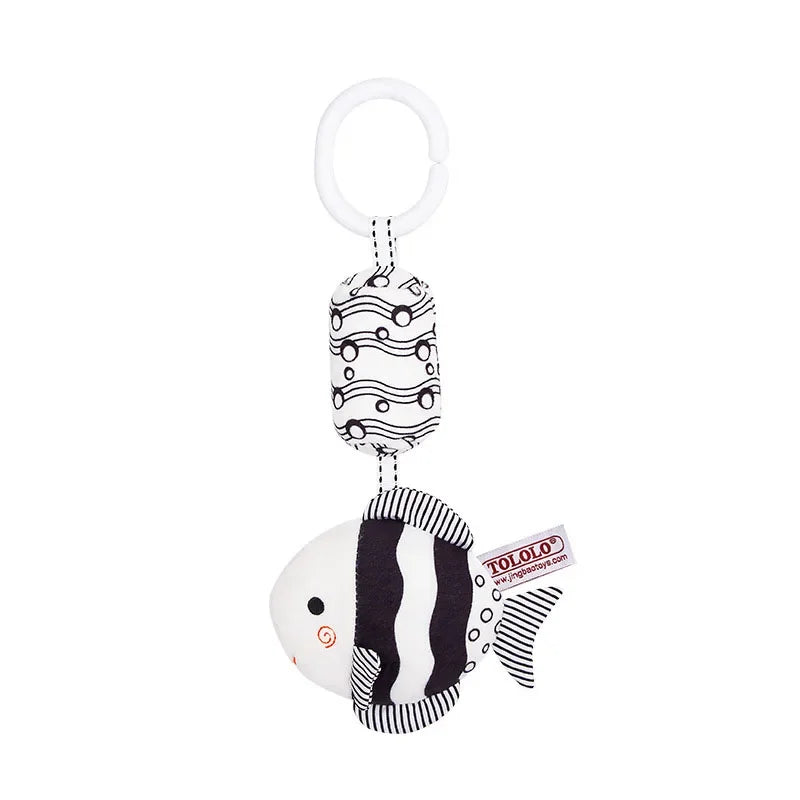 Stroller Bed Hanging Bell Plush Doll Baby Infant Rattles Newborn Black White Visual Grab Ability Training Toys Игрушки Для Детей