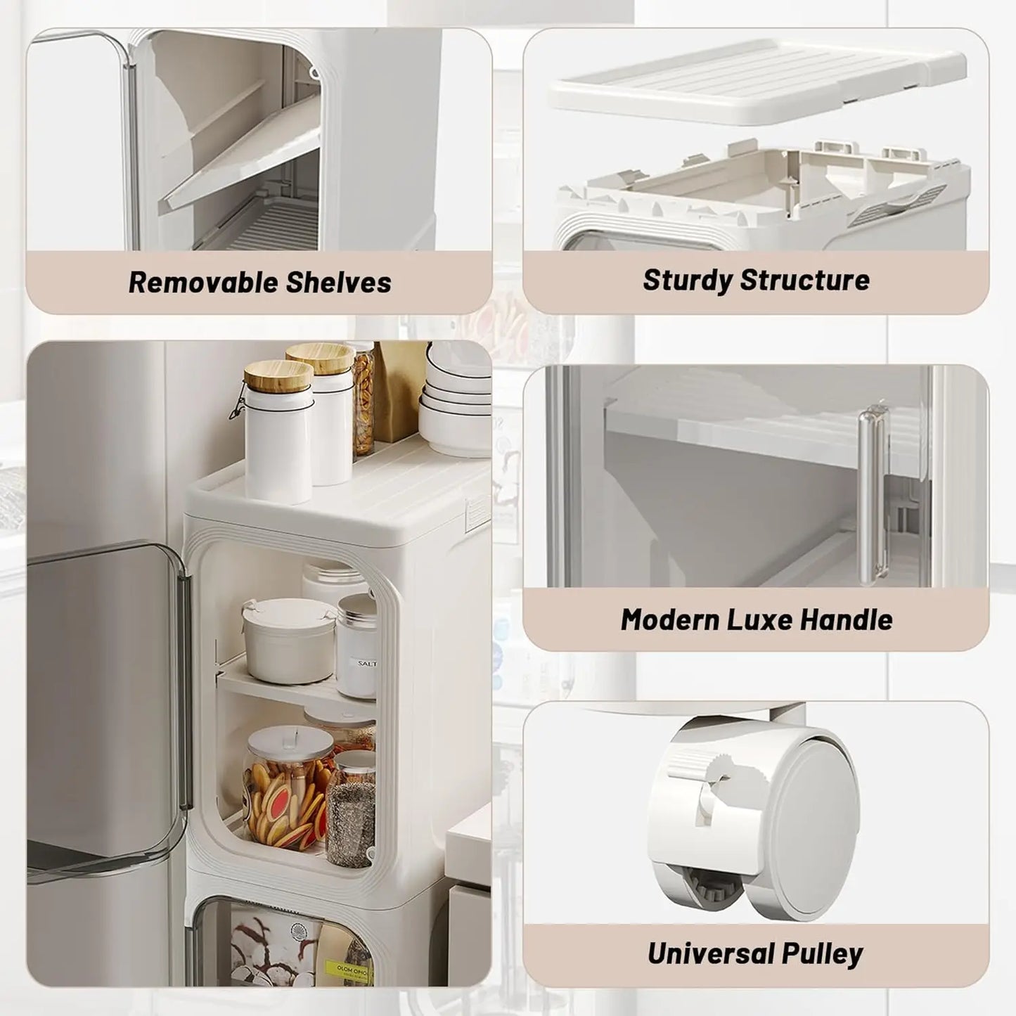 Tall Slim Plastic Storage Cabinet with Wheels, Narrow Stackable Organizer Drawers with Transparent Doors for Kitchen Bathroom Laundry Gap Storage