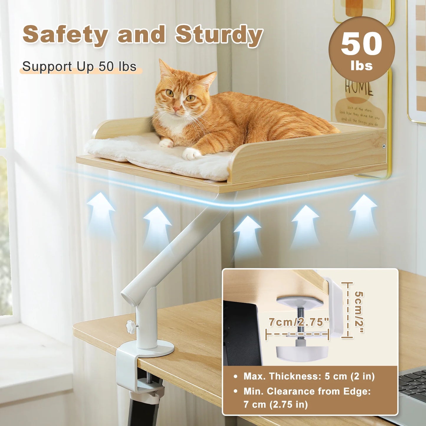 PAWZ Road Cat Desk Bed 360-Degree Rotatable Stand Plush Hammock