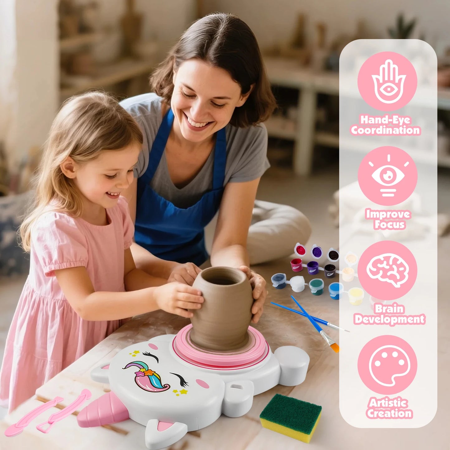 Complete Pottery Arts and Crafts for Kids Ages 8-12, Pottery Studio Kit ,Christmas Birthday Gifts Toys for Boy Girls