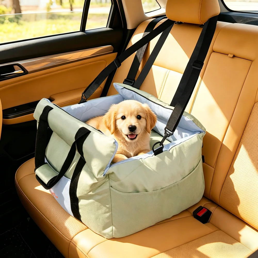 Borwart Portable Dog Car Seat With Safety Belt Removable Cover