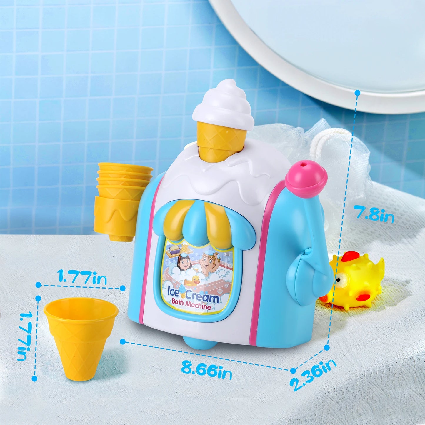 Bath Toys Bubble Ice Cream Bath Machine Toy Candy Color Bathtub Toys for Girls Boys Holiday Birthday Shower Gifts