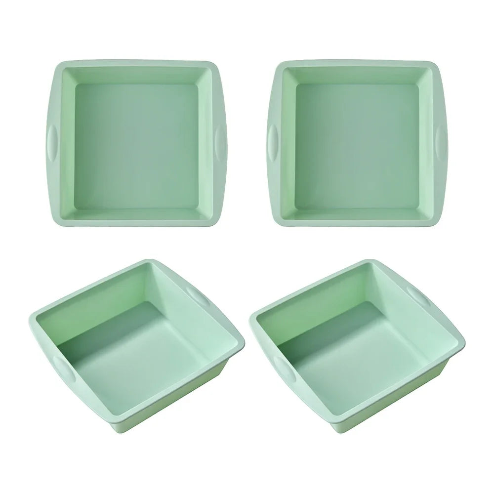 1/4Pcs Silicone Square Cake Plate Non-Stick Brownie Pot with Anti-Slip Handle Oven and Air Fryer Safe Perfect for Baking Cakes