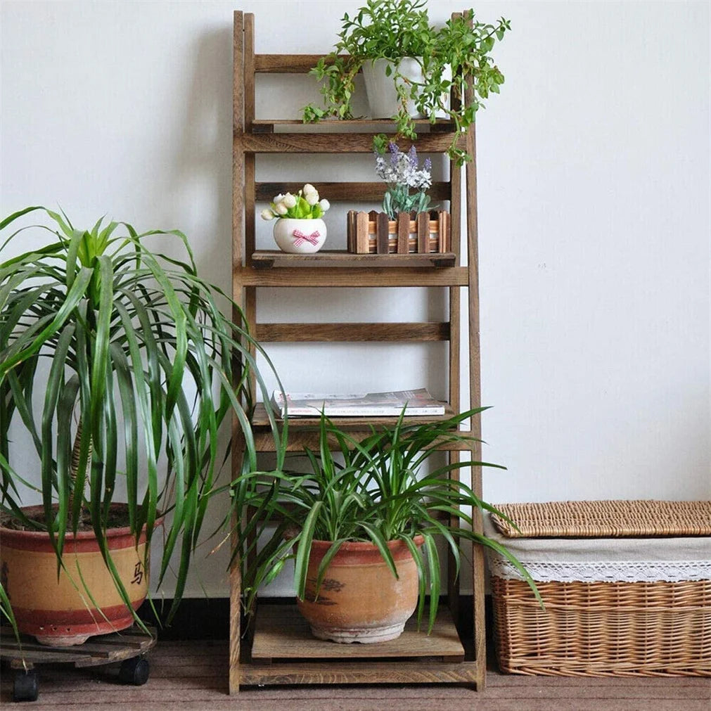Premium Folding Four Tier Wooden Storage Shelf For Home