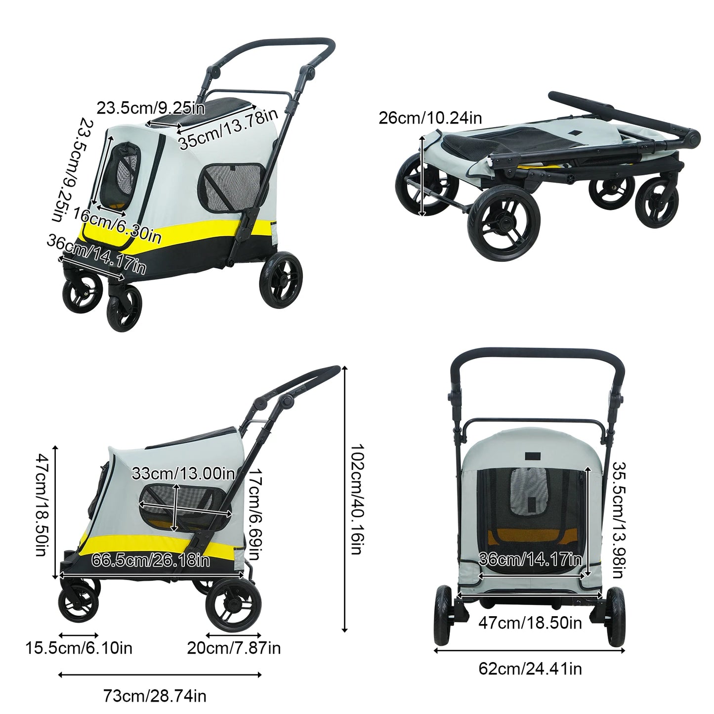 Bingopaw Portable Dual Entry All Terrain Pet Stroller