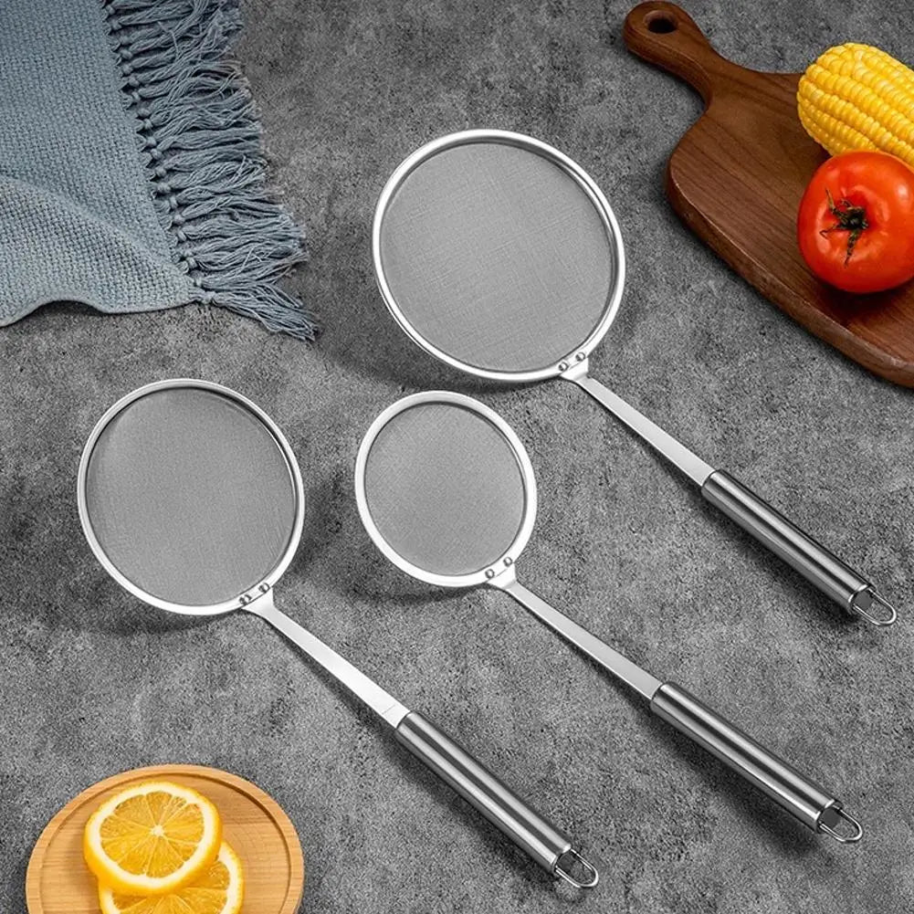 Fat Skimmer Spoon Steel Fine Mesh Skimmer Strainer Spoon For Removing Grease Fat And Foam Kitchen Fried Food Oil Filte